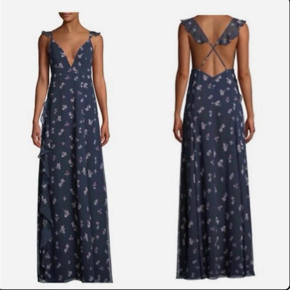 Elegant Navy Floral Maxi Dress